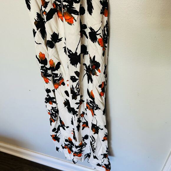 DEREK LAM White Floral Print Camisole Button Front Waist Tie Midi Dress Size 12 - Picture 11 of 16